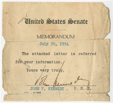 1954 John F. Kennedy Signed Senate Memorandum (PSA/DNA)